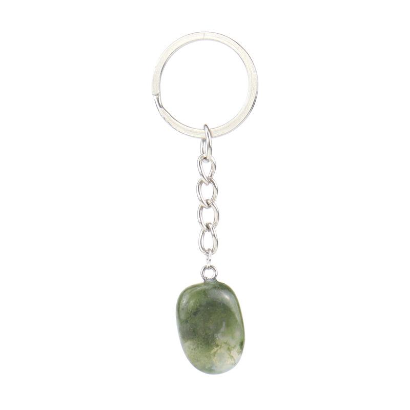 

Natural Stone Irregular Stone Agate Crystal Keychain Pendant Bag Buckle Key Chain K02 оливковое зеленый