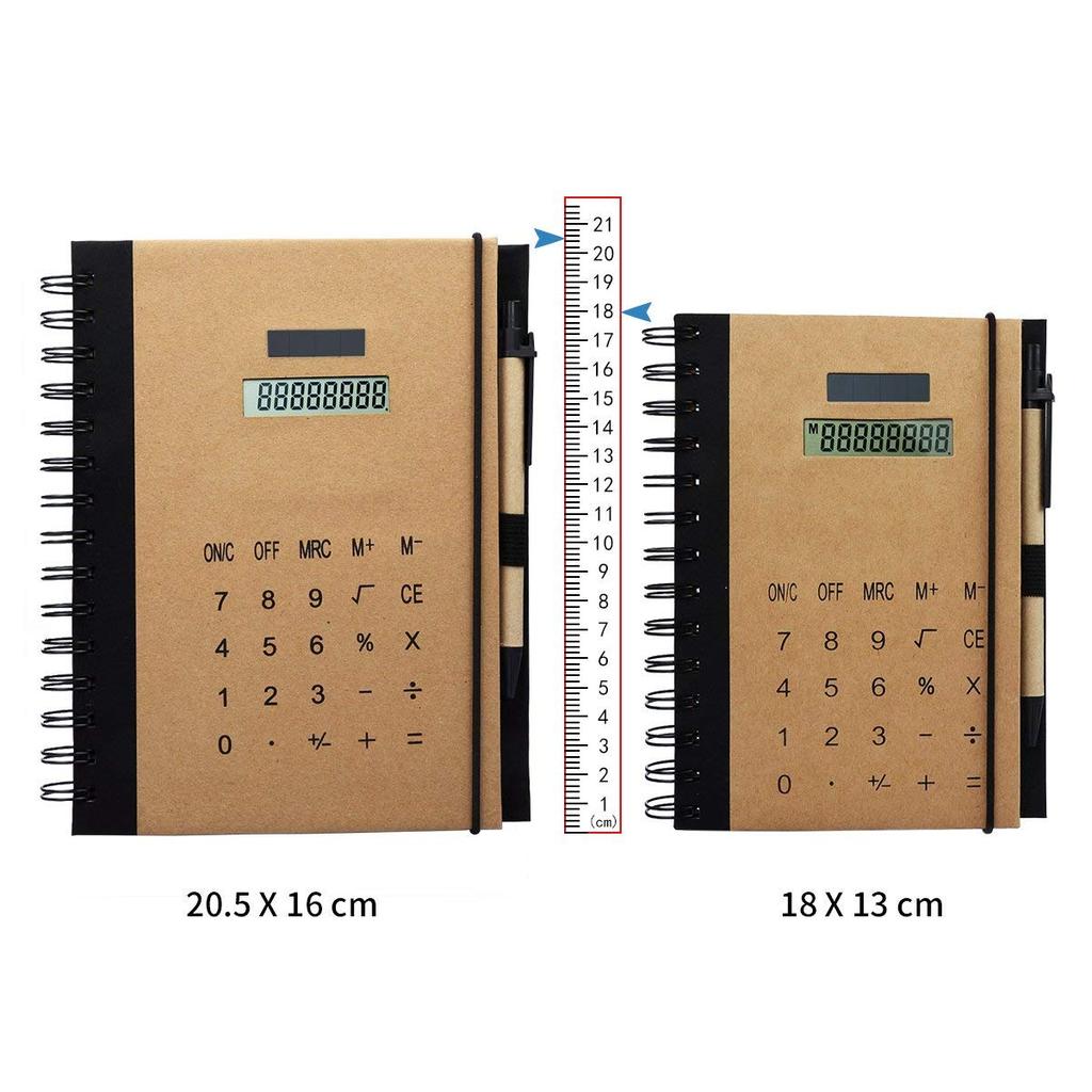 Multifunctional Spiral Notebook Solar Calculator Pen Creative Minimalist A5 Size Portable Stationery Kraft Paper Diary Notepad