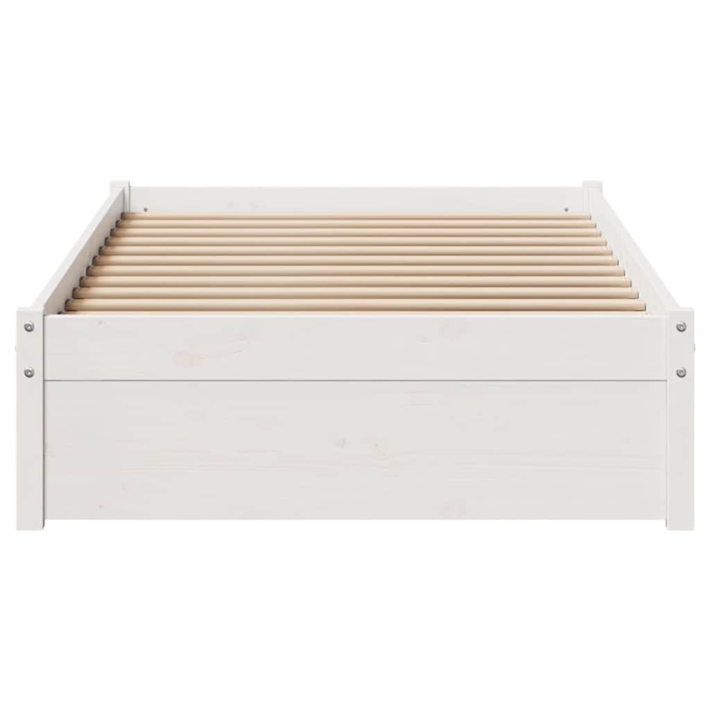 Solid Wood Bed without Mattress White 75x190 cm Pine Wood