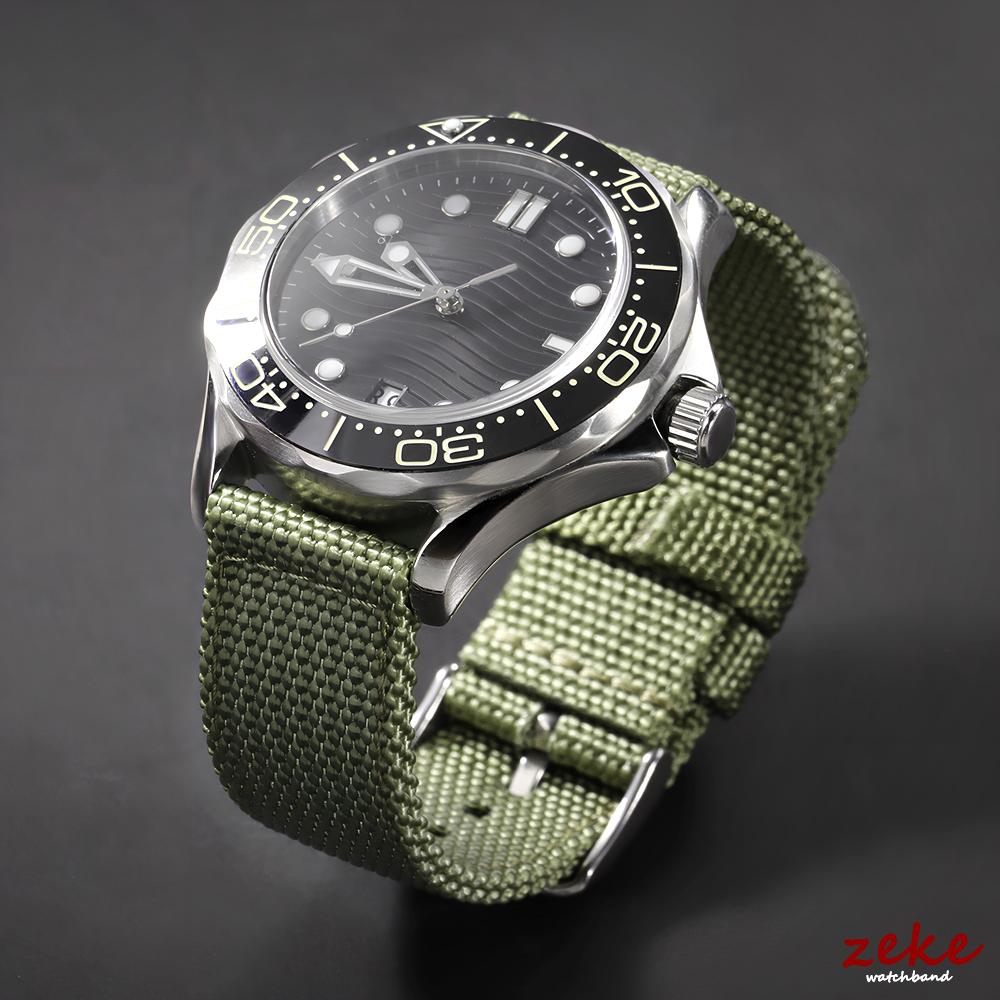 Vävt Nylonklockarmband Dubbelsidigt Nylon 18mm 19mm 20mm 22mm 24mm Klockarmband Snabbkoppling Sport Andningsbar Armbandsrem för Män
