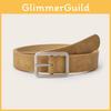 Simple Solid Color Silver Square Buckle Decorative Suede Women Casual Belt For Fashion Women