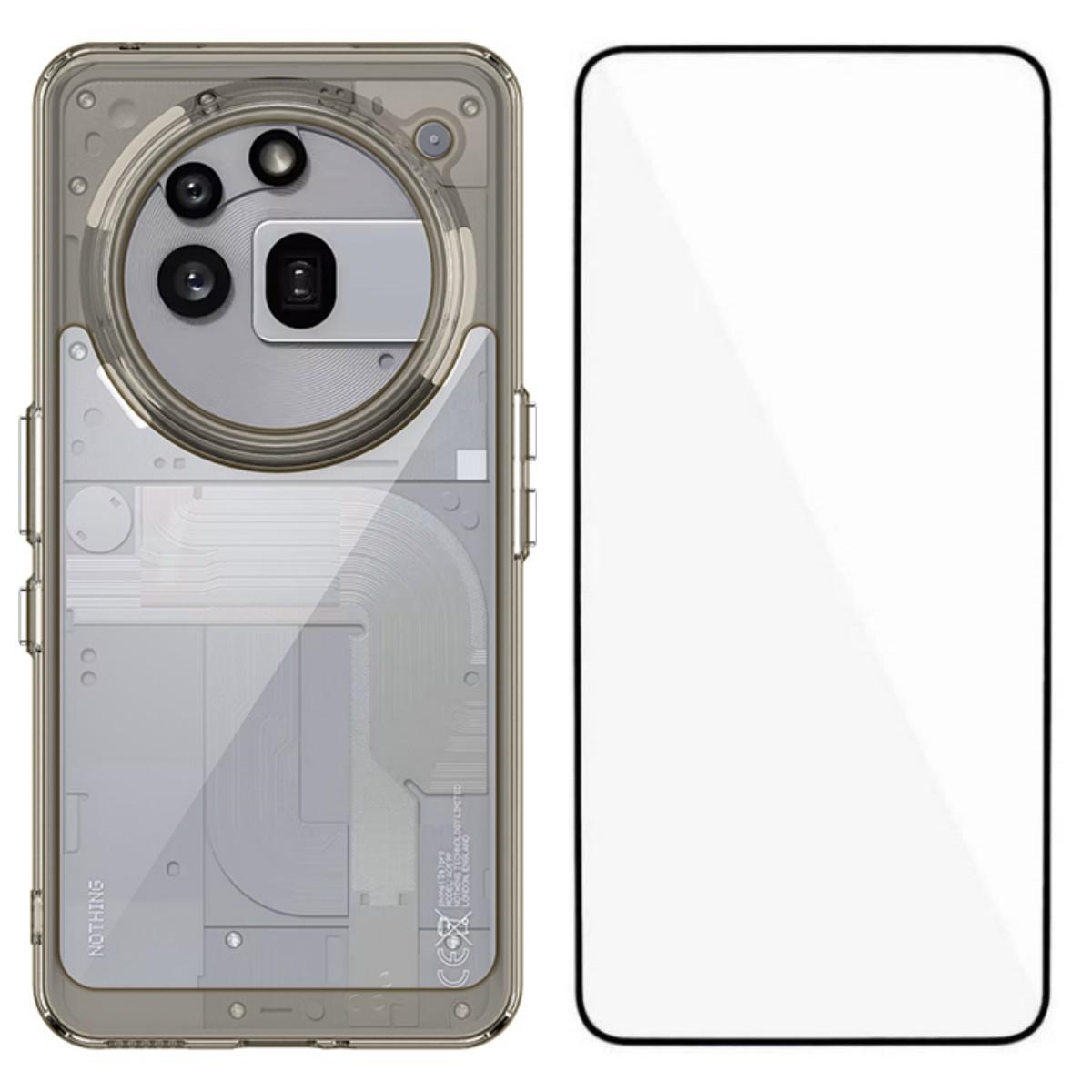 

For Nothing Phone (3a) Pro Phone Case WANLONFENG XC Series TPU Acrylic Cover with Tempered Glass (Big Lens Hole) A