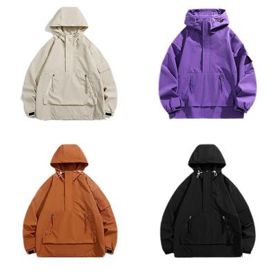 Men's Couple Hooded Flight Suit Pullover Windproof Workwear Jacket Men's Outdoor Trendy Brand Mountaineering Travel Casual Boys