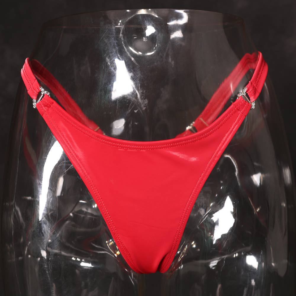 Damen Low Waist Tanga Sexy PU-Leder T-Schritt G-String Slips Damen Unterwäsche Modische Slips Damenunterhosen