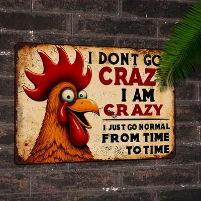 Delightful Charming Humorous Chicken Aluminum Sign, Retro Style, Weatherproof Wall Art with Holes, Ideal for Bar/Farmhouse.