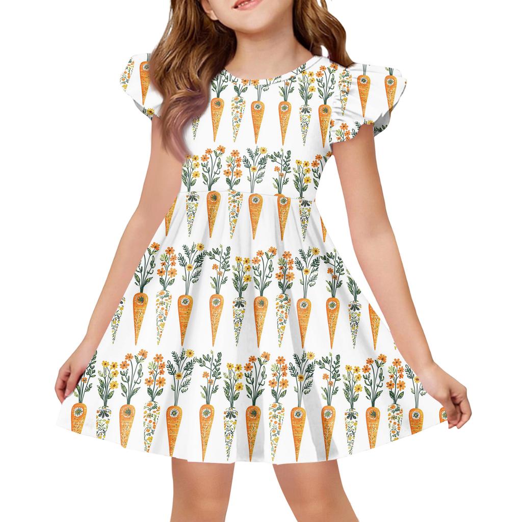 Girls' Summer Princess Dress - A-Line T-Shirt Dress Easter Day