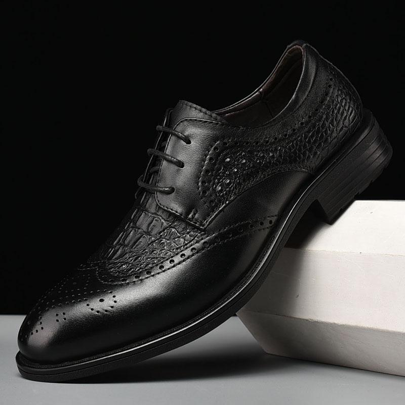 Genuine Leather Men Classic Brogue Shoes Male Vintage Business Design Office Footwear Men Oxfords Luxury Man Casual Shoes