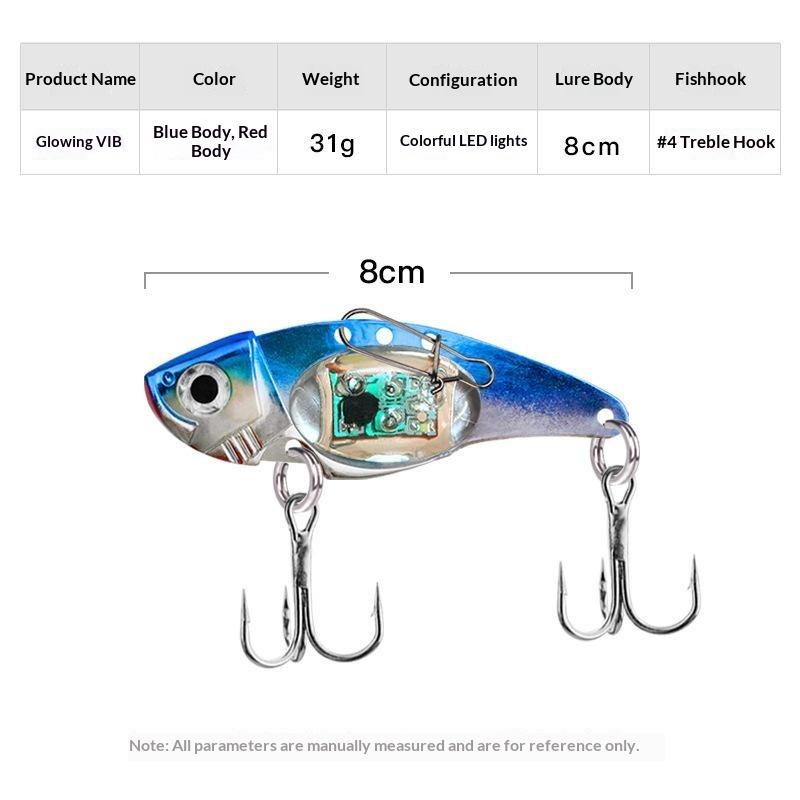 Underwater Led Lighed Vibration Sinking Lure Saltwater Jigging Led Flashing Light Squid Bait Lure Fishfinder