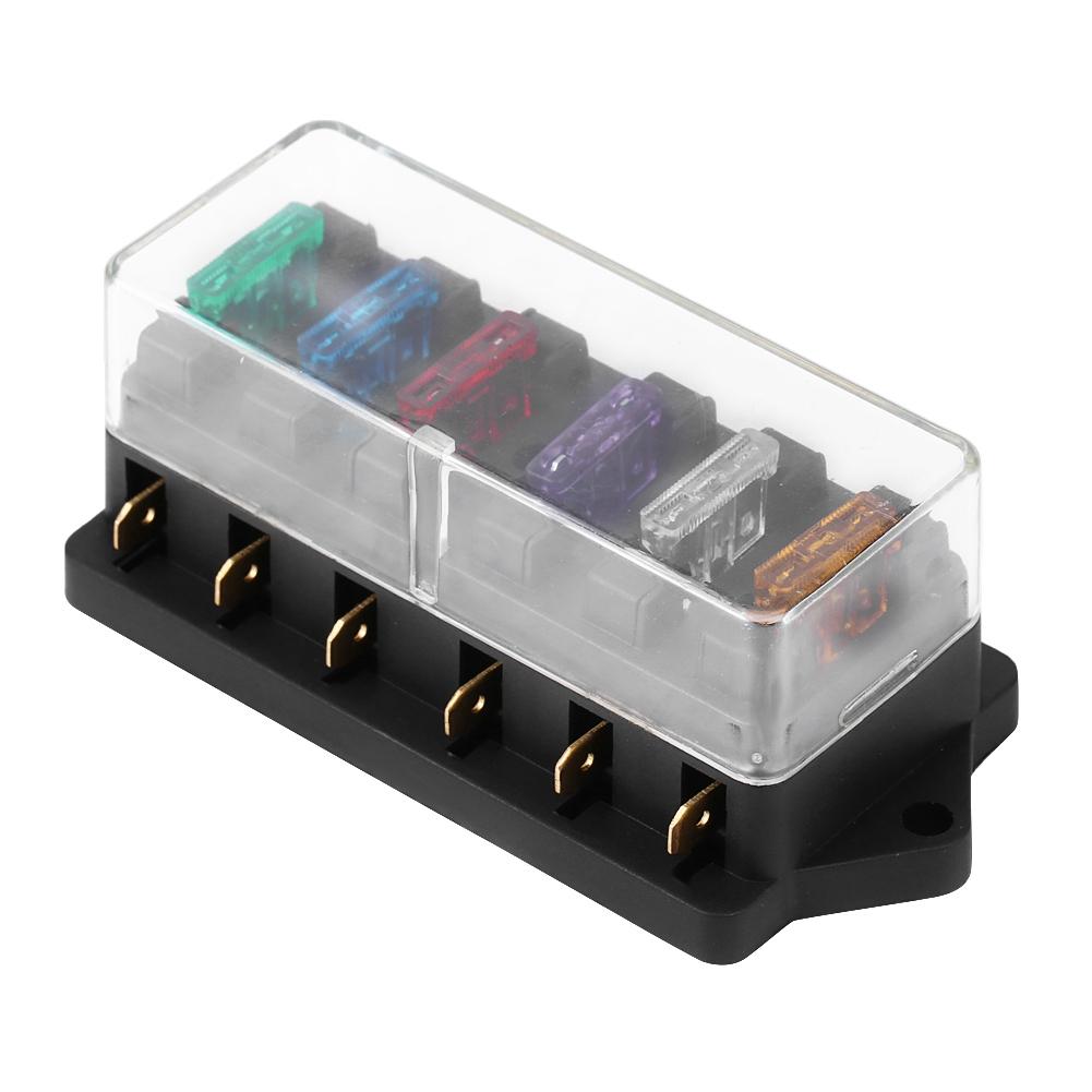 6 Way Circuit Car Boat Auto Blade Fuse Box Block Holder DC 12V 24V