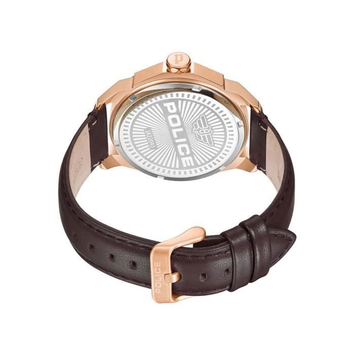 Montre - POLICE - PEWJA2204307 - Boîtier Acier - Bracelet Cuir - Résistant À L'eau 5 ATM