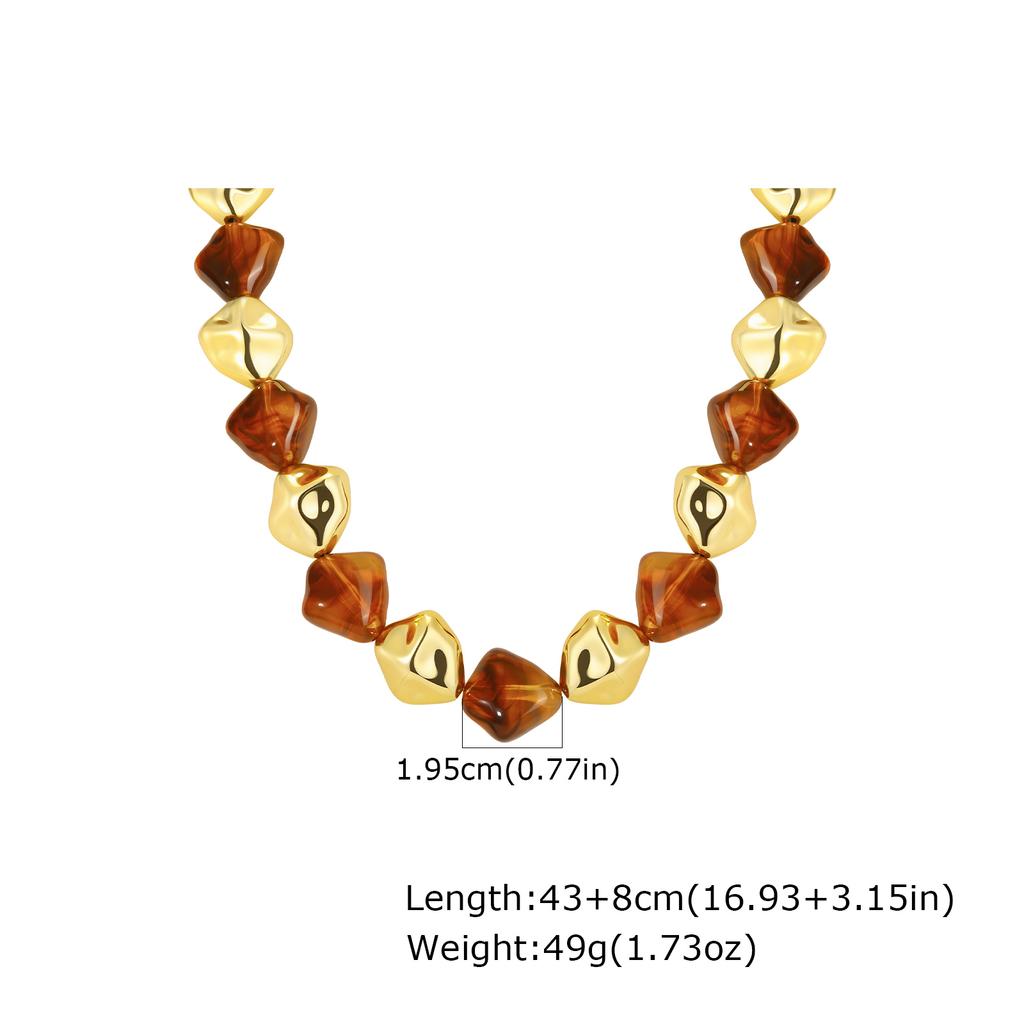 Vintage Boho Colorful Acrylic Irregular Bead Chain Necklace for Women, Geometric Resin Handmade Necklace, Fashion Jewelry Set