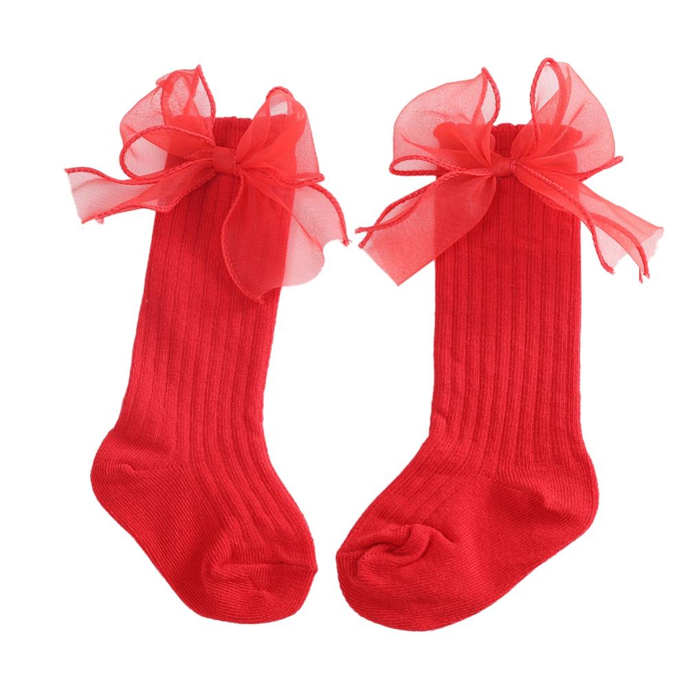 Baby Lace Bow Mid-Calf Socks Newborn Cotton Knitted Breathable Socks Baby Socks 0-3 Years Old