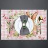 Happy Easter Bunny Flower Placemats Set of 6 - Buffalo Plaid Rabbit Linen Place Mat Washable Non-Slip Table Mats