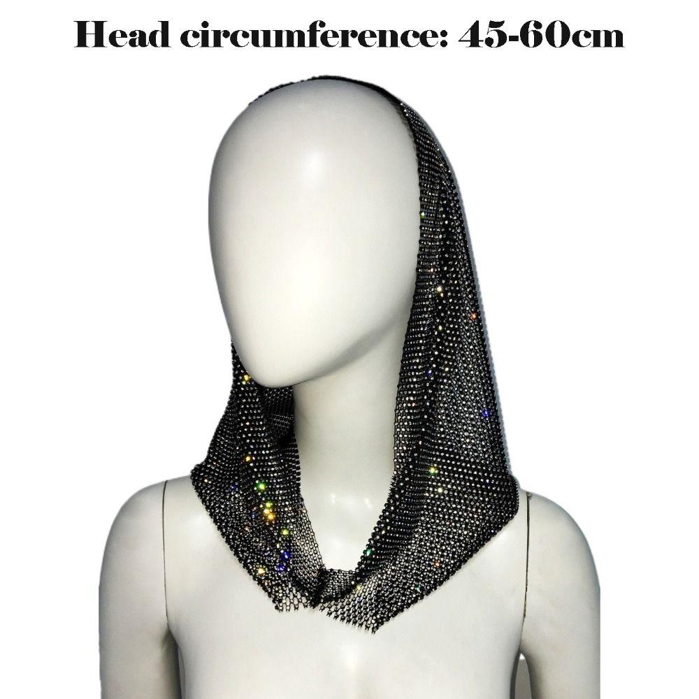 Shiny Rhinestone Rhinestone Mesh Hood Gothic Style Sheer Mesh Gothic Hat Breathable Adjustable Fishnet Cap