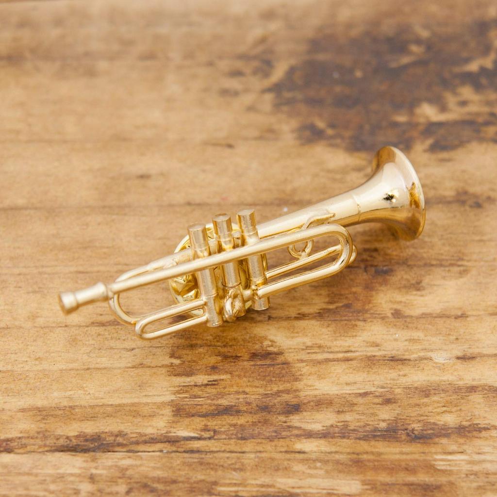 Akizuki Trading Design Accessories Trumpet Gold X X H1cm Miniature Band Pin Badge W4.8 D1.3 PA01-1/14