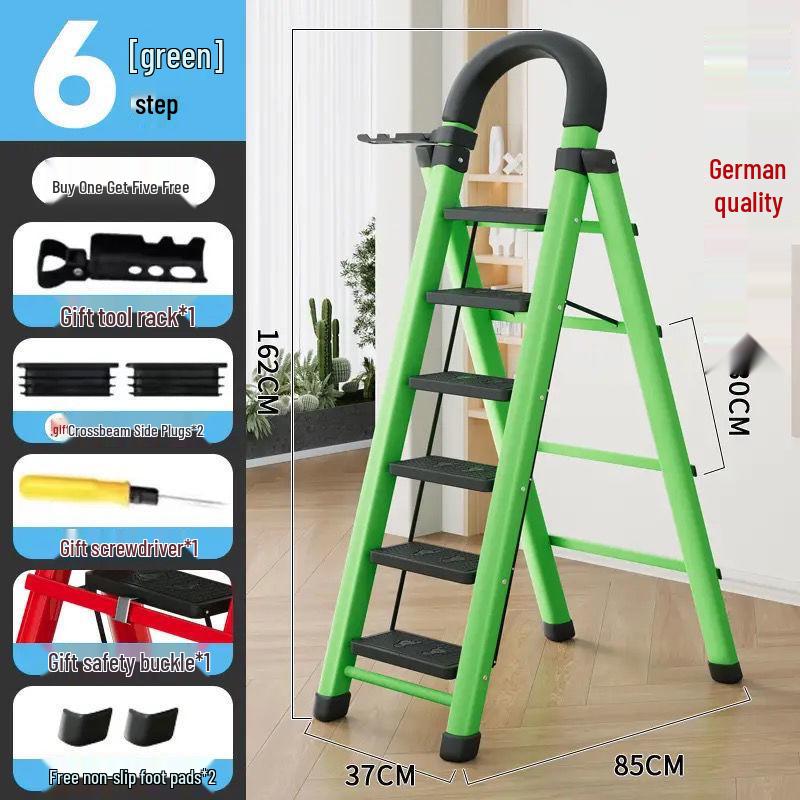 Multi-Functional Telescopic A-Frame Folding Ladder - Thick Carbon Steel Step Ladder for Indoor Use