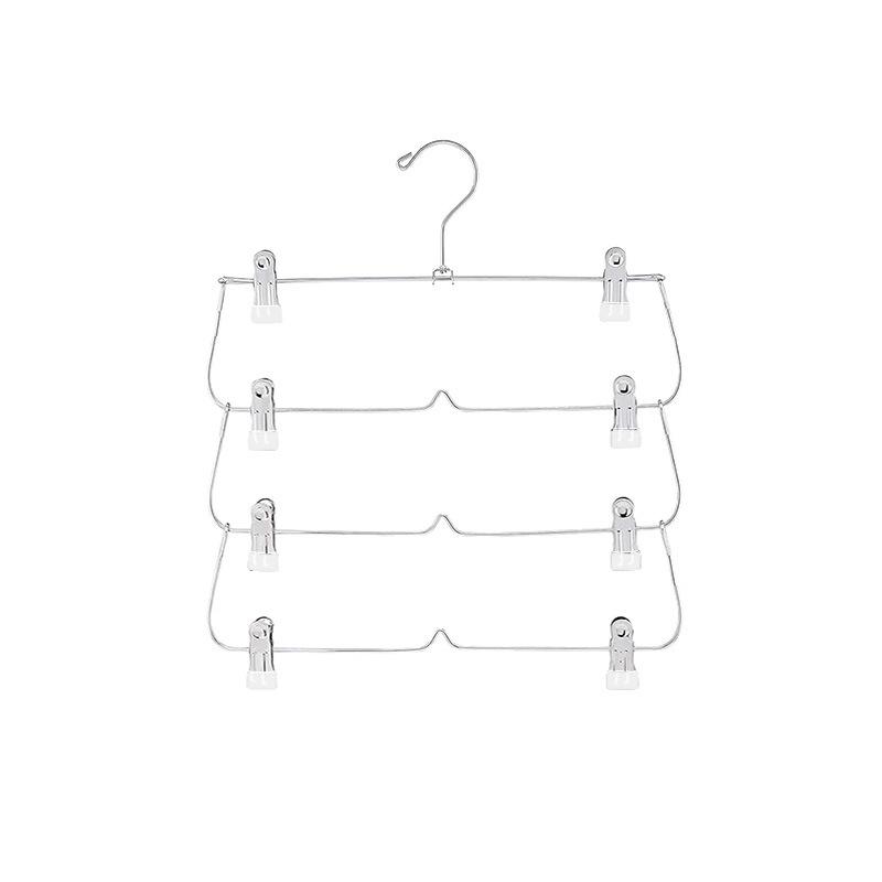 6-Layer Adjustable Foldable Metal Hanger with Clips for Skirts and Pants