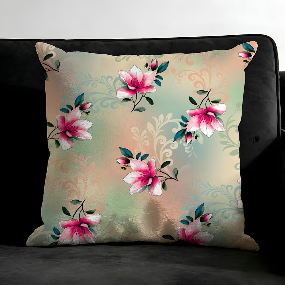 Classic Floral Print Elegant Cushion Cover Pillowcase Ultra Soft Skin Friendly Fabric Cloud Like Comfort & Concealed Zipper