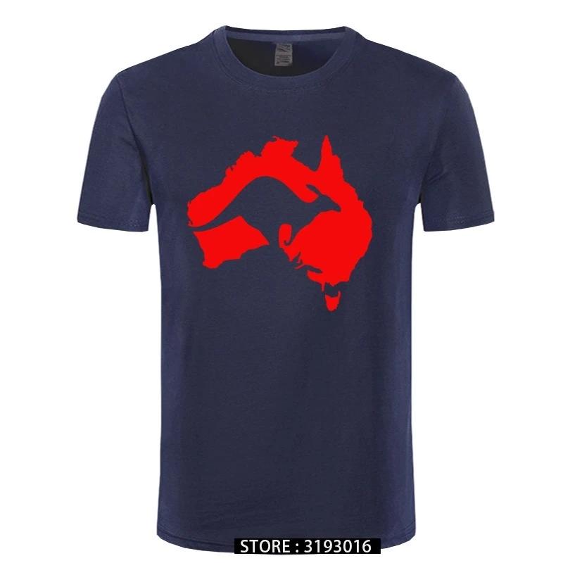 Cool Australia Map Kangaroo T Shirt Men Cotton Oneck Hip Hop Tops Harajuku Streetweaarr Australia Tshirt