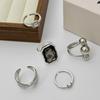 SHIXIN 5Pcs/Set New Fashion Acrylic Rhinestone Open Rings for Women Vintage Geometric Square Adjustable Knuckle Ring Men Jewelry