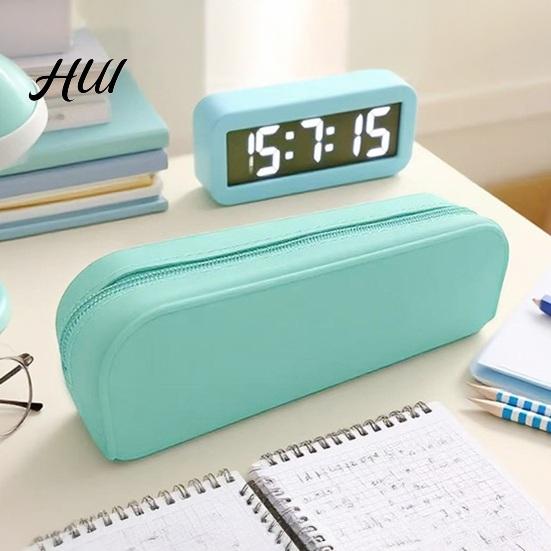 Large Capacity Pencil Case Silicone Soft Touch Bag with Zipper Portable Student Stationery Rectangular Storage Pen Pouch for School Teens Primary