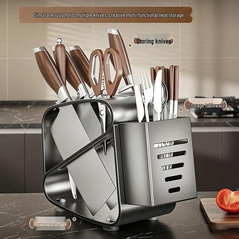 Stainless Steel Tabletop Knife Holder & Storage Rack