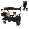 Foldable Canopy Wagon, Collapsible Heavy Duty Adjustable Push Pull Outdoor Utility Cart