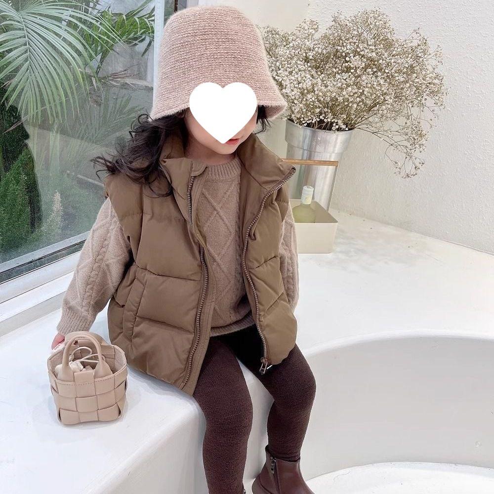 

Модный теплый зимний пуховый жилет для девочек, коллекция 2025 100 cm approx. кофейный