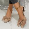 Plus Size Baotou Sandals Women Spring and Summer New French Bow Pointed Toe Stiletto Wear Outside High Heels