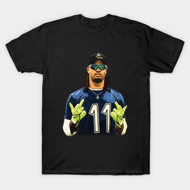 

Men Black Print T-shirt Jaxon Smith-Njigba Flipping The Bird No-Cut Transfer Paper Print Cotton Tshirt S чорний