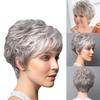 Pelucas de Moda para Mujer Peluca de Mujer Pelucas Cortas Plateado Gris Cabello Rizado Z0P5