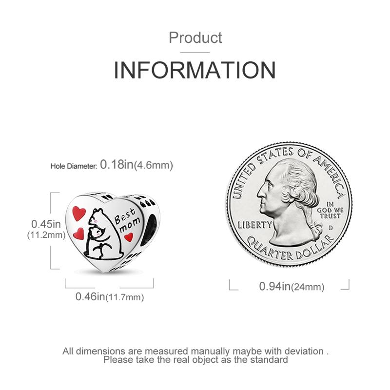 Charms Plata Polar Bear Parent-Child Heart Pendants Fit Original Bracelets Charms For Women Jewelry Diy Making Gifts