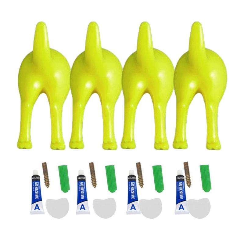 

4 шт. Скандинавские пластиковые крючки для хвоста собаки с винтами, клейкая лента, настенный держатель для ключей, шляп, пальто, украшение, оптом зелёный