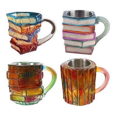 3D Bemalte Buchtasse Mehrzweck Bücher Trinkbehälter Kreatives Buchförmiges Trinkgeschirr für Bier Wein Saft Tee Kaffee