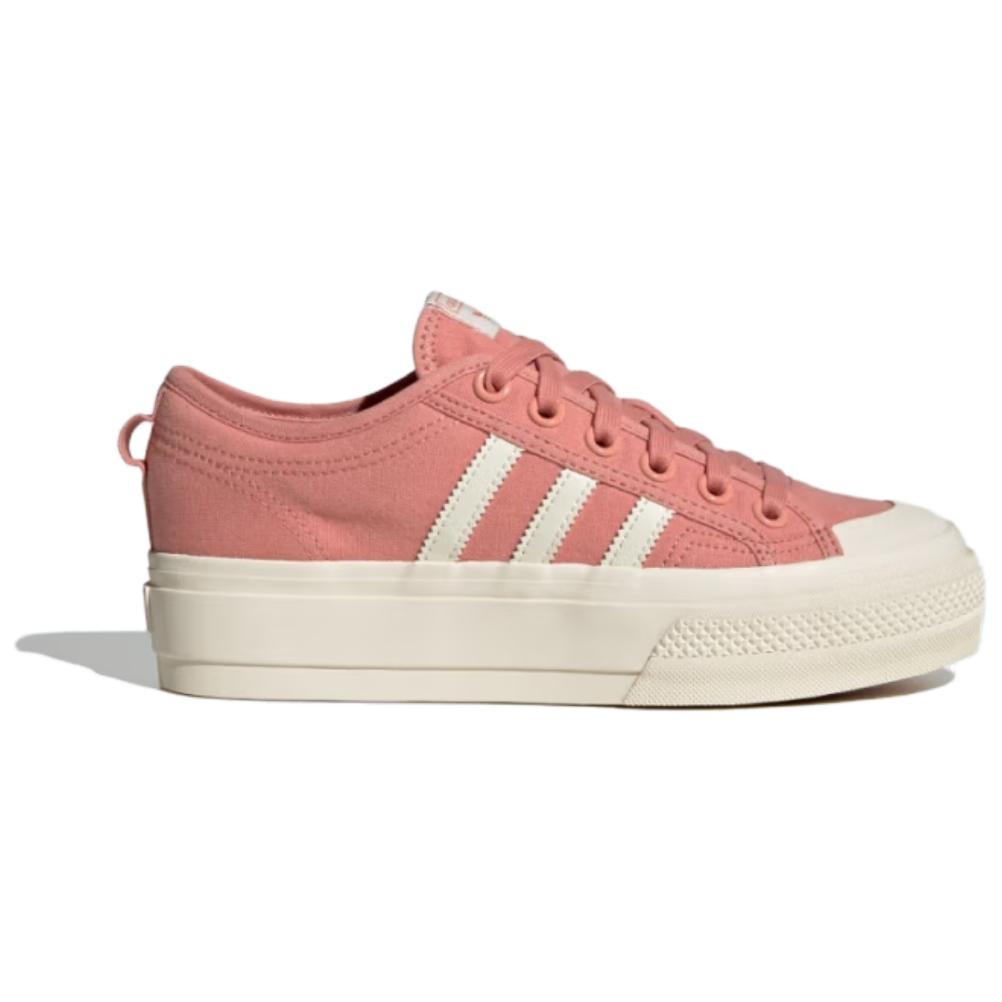 Adidas Originaler Nizza Plattform Komfortable Mote Slitesterke Høydeøkende Lav Topp Lerretssko Dame Sneakers Rosa JQ9149