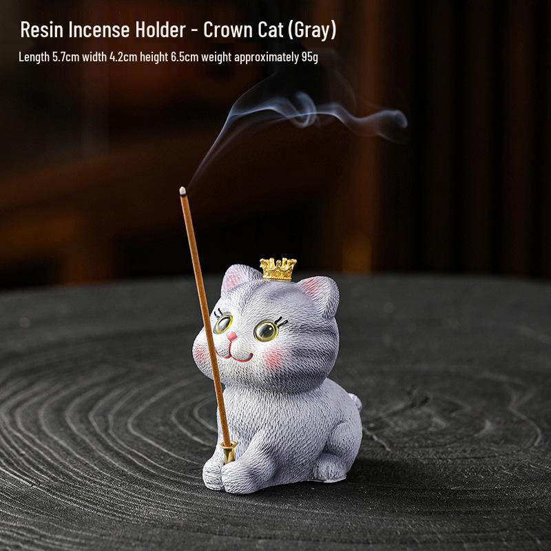 Celadon Lychee Incense Holder: Creative Small Sandalwood Burner with Kitten Ornament for Tea Table.