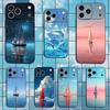 Painting Art Sailing Boat Phone Case For iPhone 17,16,15,14,13,12,11,Plus,Pro Max,XS,X,XR,SE,Mini,8,7,Soft Silicone Black