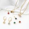 2 Piece Copper Birthstone Charms Round Multicolor Cubic Zirconia Gold Color Metal Pendants DIY Making Earrings Jewelry 9mm x 7mm