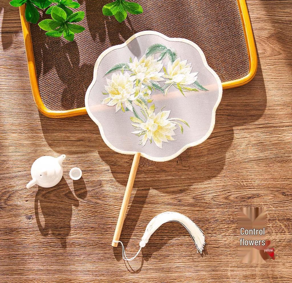 Ancient Style Chinese Embroidery Fan: Classical Hanfu Fairy Dance Accessory