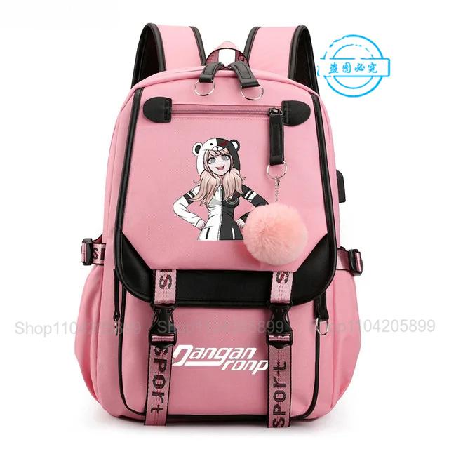 Zaino Danganronpa Anime Mochila Cartella Scolastica Studente Porta USB Borse da Viaggio Laptop Messenger Bag Grande Casual Regalo