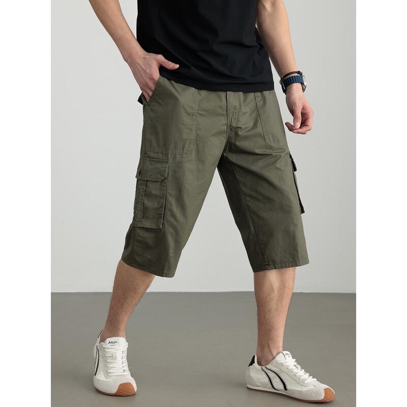 Hengyuanxiang Men's Pure Cotton Loose Fit Casual Workwear Shorts