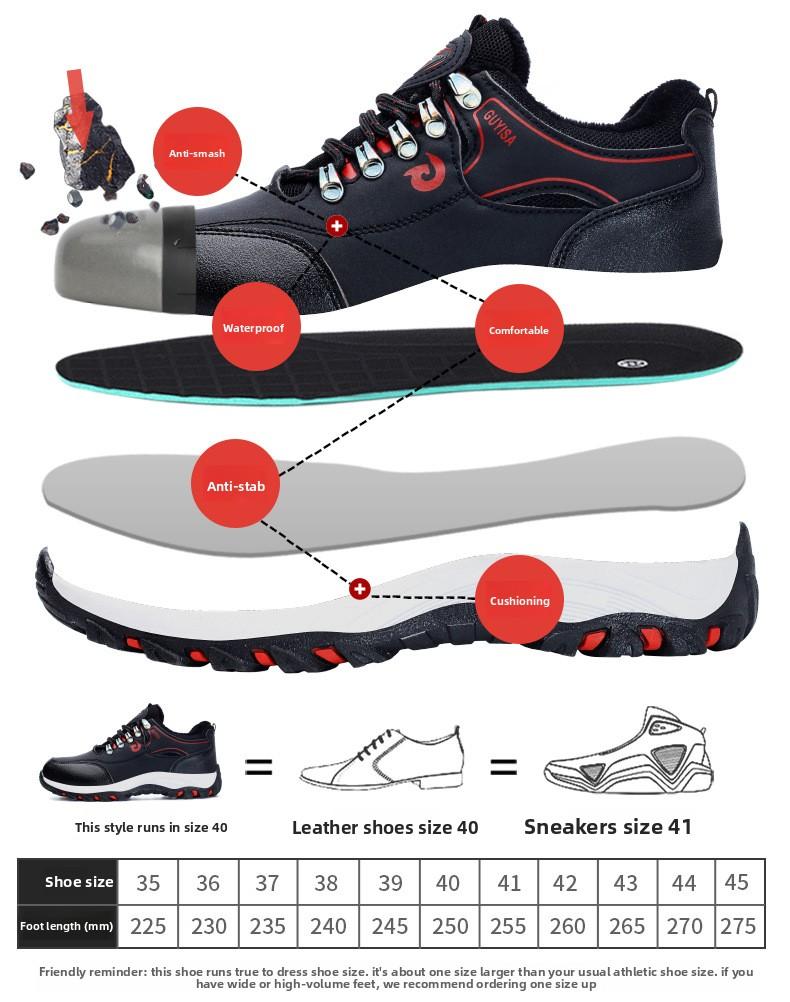 Fleece-lined Work Shoes for Men Woman Winter steel toe cap puncture Thickened Warm Woman Anti-smashing Work Shoes Men Protective