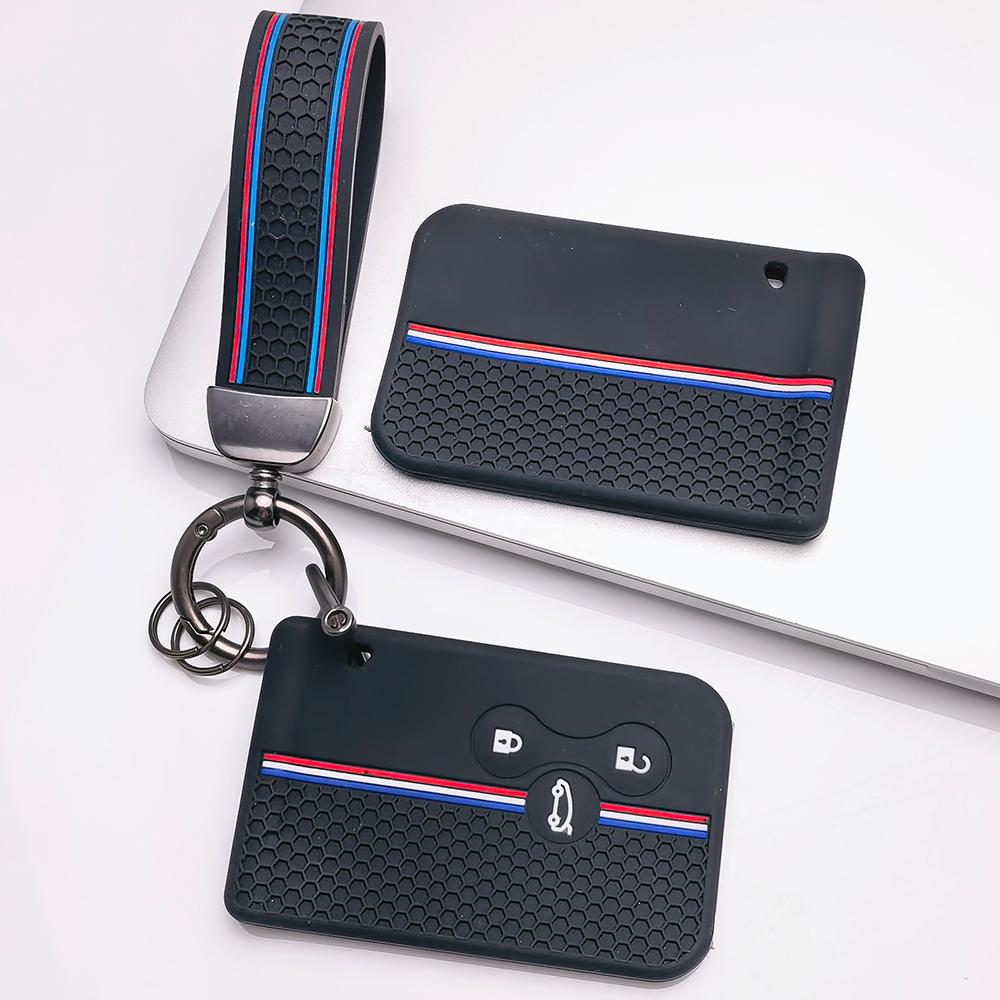 Key Case Cover for Renault Clio Megane Scenic Koleos Captur with Keychain Anti-Scratch Guard Shockproof Protection Soft Grip Texture