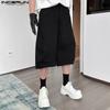 INCERUN Men Zipper Up Waist Pockets Casual Loose Cropped Pants Capri