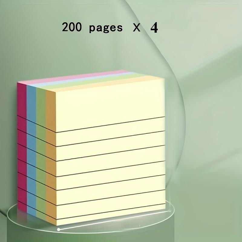 4 Pieces Total 800 Pages Sticky Notes Set, 1 Piece 200 Pages, Portable Lined Self-adhesive Memo Pads for Note-taking, Office, Home