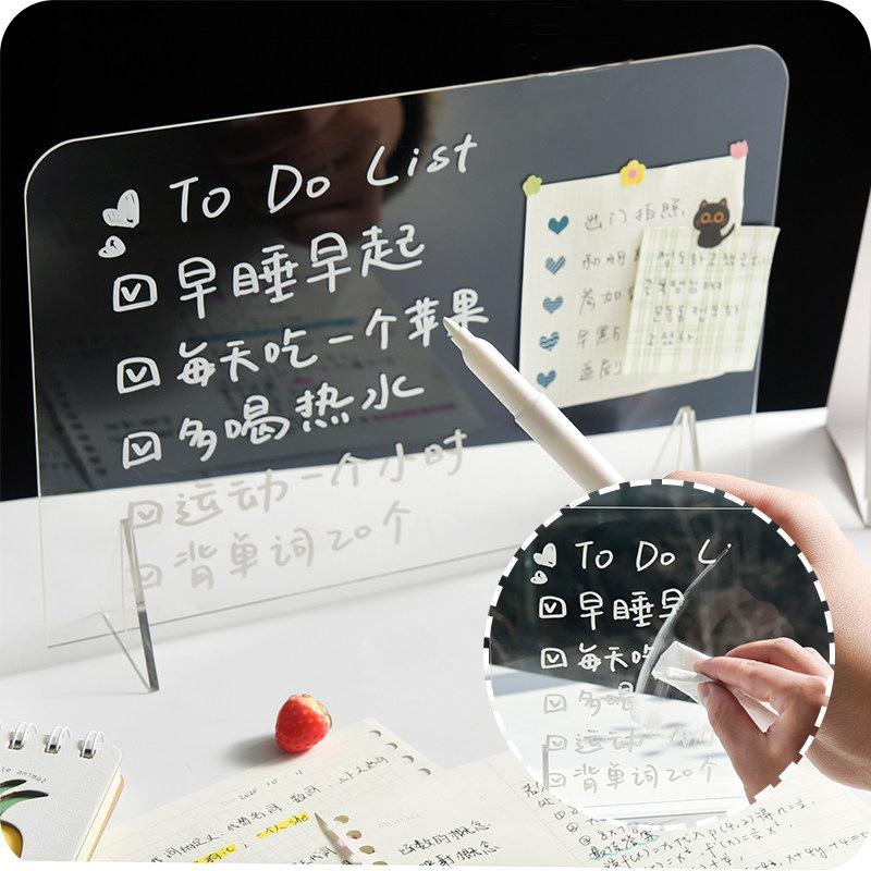 Desktop Transparent Luminous Acrylic Message Board. Night Light Reminder Board with Erasable Writing Function