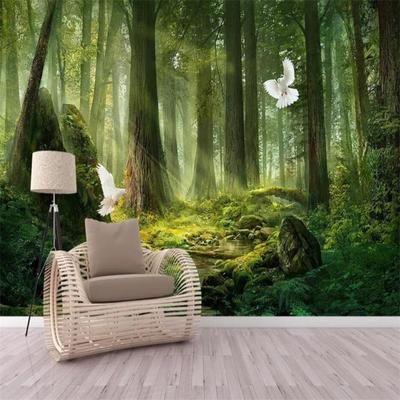 Wald-Wandbild, natürliche Landschaft, Tapete, Heimdekoration, Wandgemälde, Sofa, Fernseher, Esstisch, Arbeitszimmer, Wohnzimmer, Hintergrund-Tapete
