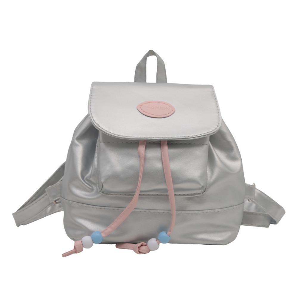 

Mini PU Leather Backpack Small Pack Y2K Backpack Portable Shoulders Bag Lady срібний