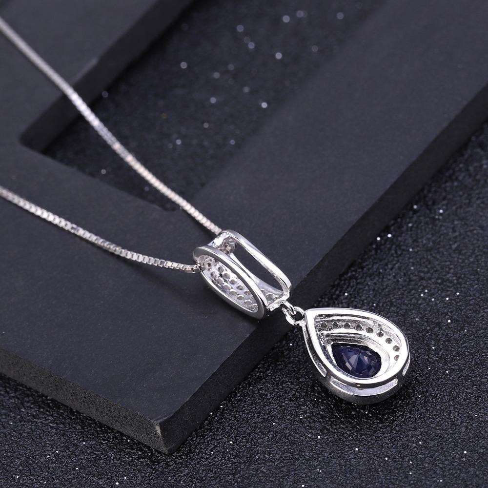 Gb 925 Sterling Silver šperky 1,29ct Natural Water Drop Modrý zafírový elegantný náhrdelník s príveskom pre ženy jemné šperky