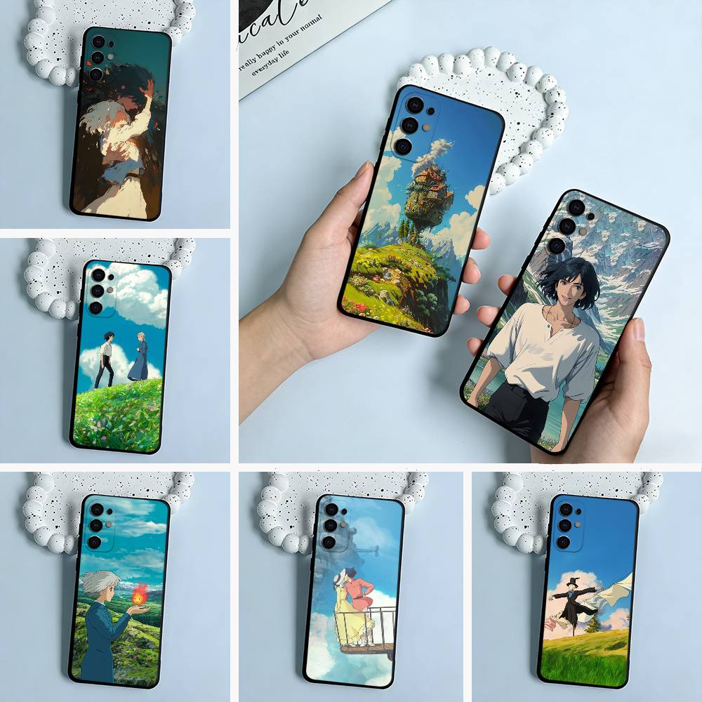 H-M-C-Howl's -Moving- Castle Black Soft Silicone Phone Case for Samsung S25, S24, S21, S22, S23, S30, Ultra, S20, Plus, FE, Lite